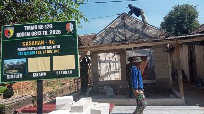 Salah satu sasaran fisik yang saat ini dikebut adalah peningkatan kualitas Rumah Tinggal Layak Huni (RTLH) milik Ibu Saelah, warga RT.023 RW.004 Desa Kesongo.