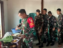 Kebersamaan Saat Istirahat Perkuat Sinergi Satgas TMMD dan Warga