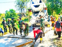 Pengecoran Jalan Kedungpandan Rampung, Satgas TMMD ke-129 Kodim 0813 Bojonegoro Lanjutkan Pembangunan ke Dusun Mundu
