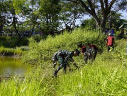 Satgas TMMD ke-129 dan Mahasiswa KKNTK Unigoro Bersinergi Percantik Kawasan Embung Bekatul
